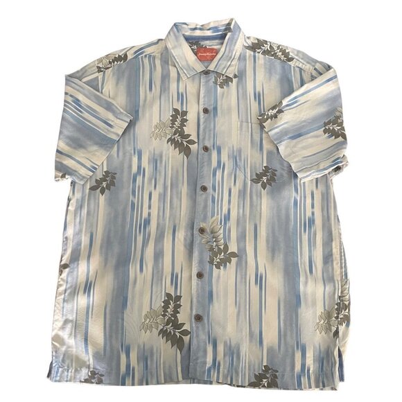 Tommy Bahama men button down hawaiian 100% silk short sleeve campshirt Size L - Picture 1 of 10